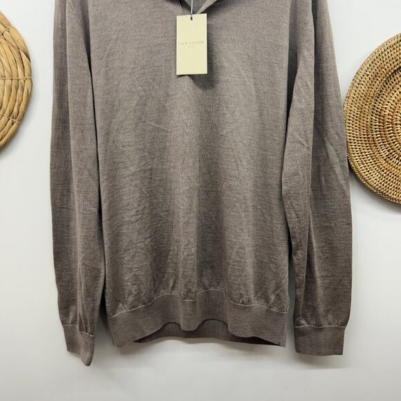 NEW $278 Jack Victor Taupe Brown Collared Long Sleeve Polo Sweater Mens XL - Picture 4 of 9